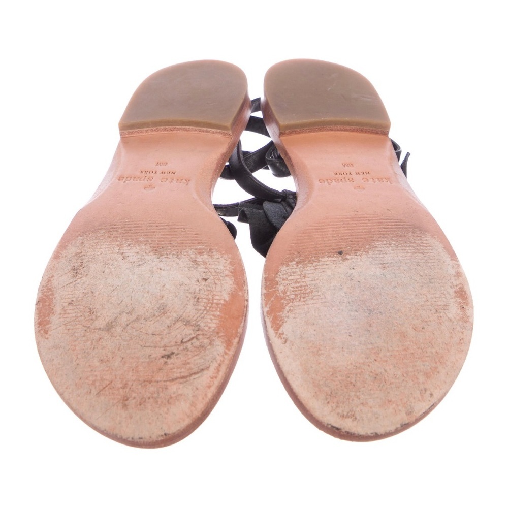 Kate Spade NY Black Flower Leather Sandals Size 6 - Picture 4 of 5